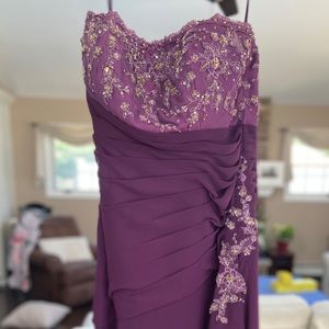 Like new Strapless embellished Eggplant color gown